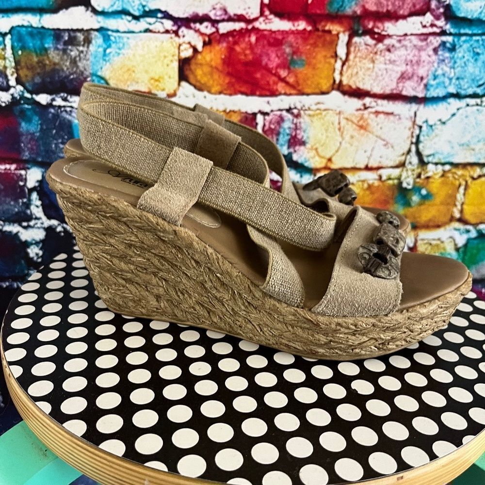 Azura made in Italy Espadrille Wedge Open Toe Sandals Shoes Size 40